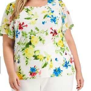 Calvin Klein Flutter Sleeve Top 3X (new without tags)